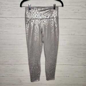 🌕 Fabletics Power Hold, High Waisted Leggings, Silver Print, Size S